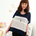 59 Seconds - Crochet-Lace Panel Knit Top