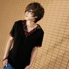 Cool 6 - Inset Plaid Shirt Top
