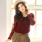 Tokyo Fashion - Tie-Neck Dotted Chiffon Blouse