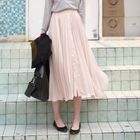 midnightCOCO - Button Front Accordion-Pleats Skirt