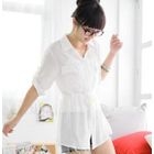 59 Seconds - 3/4-Sleeve Drawstring Dress Shirt