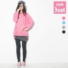 Beccgirl - Set: Pullover + Asymmetric T-Shirt + Leggings