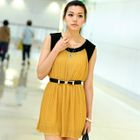59th Street - Pleated Empire Chiffon Dress (Belt not Included)
