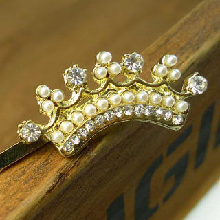  Crown Pearl Hairpin -Gold
