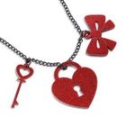Sweet & Co. - Red Glitter Heart Lock & Key Necklace
