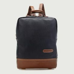 BeiBaoBao Faux-Leather Two-Tone Backpack