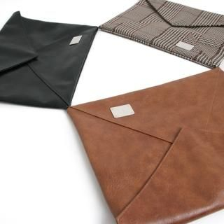 Faux-Leather Envelop Clutch