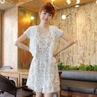 CLICK - Short-Sleeve Ruffle-Hem Chiffon Dress