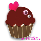 Sweet & Co. - Swarovski Crystal Gold Chocolate Cupcake Pin