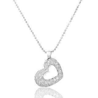 18K White Gold & Diamonds Heart-Shape Pendant 18K White Gold & Diamonds Heart-Shape Pendant
