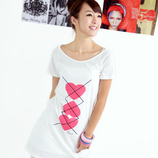 Heart Print T-Shirt Dress