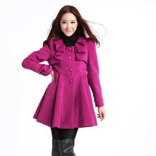Ruffle-Detail Button-Front Coat