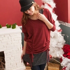CatWorld - Dolman-Sleeve Drawstring-Hem Top