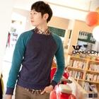 DANGOON - Two-Color Raglan Knit Sweater