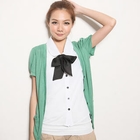 CatWorld - Inset Tie-Neck Blouse Cardigan
