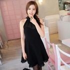NamuDDalgi - Mesh-Panel Halter Chiffon Dress