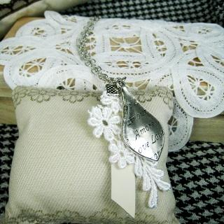 Silver Bonjour Drop Necklace