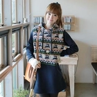 CLICK - Nordic-Pattern Hooded Long Pullover