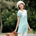 YUMI - Bow-Accent Polka Dot Dress