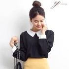 yeomong - Contrast-Trim Chiffon Top