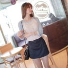 CLICK - Color-Block Sheer Chiffon Top