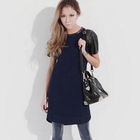 1313 - Two-Tone Half Zip-Back Denim Tunic