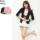 Kiwi Shop - Striped Trim V-Neck Blazer
