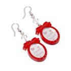 Sweet & Co. - Red Glitter Sweet Heart Pendant Swarvoski Dangle Earrings