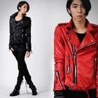 deepstyle - Faux-Leather Biker Jacket