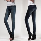 Blue Is - Elasticized Waist Washed Skinny Jeans (2 Designs)