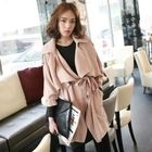 midnightCOCO - Wide-Collar Trench Coat with Sash