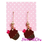 Sweet & Co. - Sweet&Co Mini Gold Chocolate Cupcake Crystal Earrings