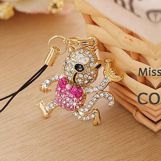 Rhinestone Monkey Mobile Strap