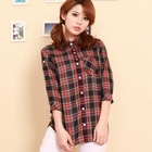 ZOO - 3/4-Sleeve Pocket-Accent Plaid Shirt