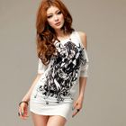 I'Miusa - Cut Away-Sleeve Flower Print Top