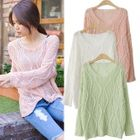 HAPPY CAT - Wave-Pattern Knit Top