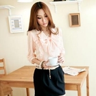 Tokyo Fashion - 3/4-Sleeve Bow-Accent Chiffon Blouse