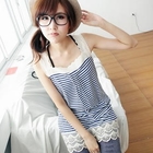 BAIMM - Lace-Trim Striped Tunic