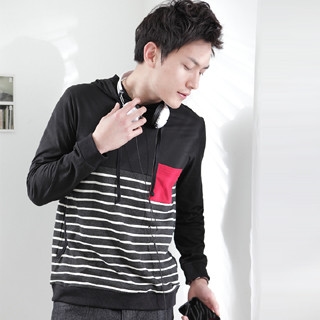Long-Sleeve Sripe Hoodie