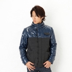 BLACK ASUKA - Wet-Look Panel Button-Loop Jacket