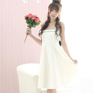 Contrast-Piping Tie-Back Dress