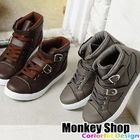 Monkey Shop - Faux-Leather Canvas High-Top Sneakers