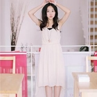 Clair Fashion - Asymmetric-Hem Sleeveless Chiffon Dress