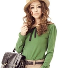 ZOO - Contrast-Collar Tie-Neck Top