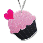 Sweet & Co. - XL Glitter Pink Cupcake Mirror Long Necklace