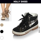 Holly Shoes - Check Flap Laced-Up Boots