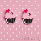 Sweet & Co. - Pink Cupcake Silver Stud Earrings