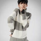 deepstyle - Color-Block Turtleneck Sweater
