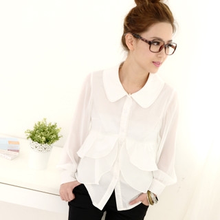 Chiffon-Sleeve Layered Blouse