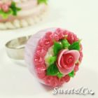 Sweet & Co. - Sweet Pink Rose Violet Mini Cupcake Silver Ring